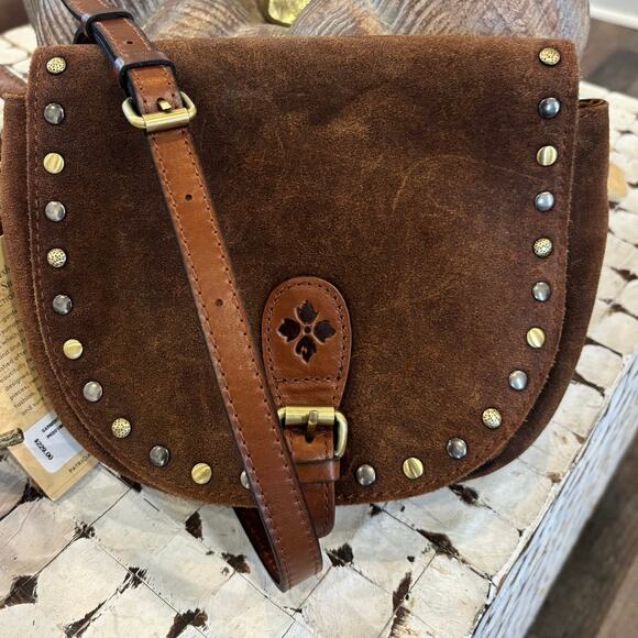 Patricia Nash Isola Flap Crossbody Whiskey Brown Washed Burnished Suede NWT boho - Picture 1 of 15
